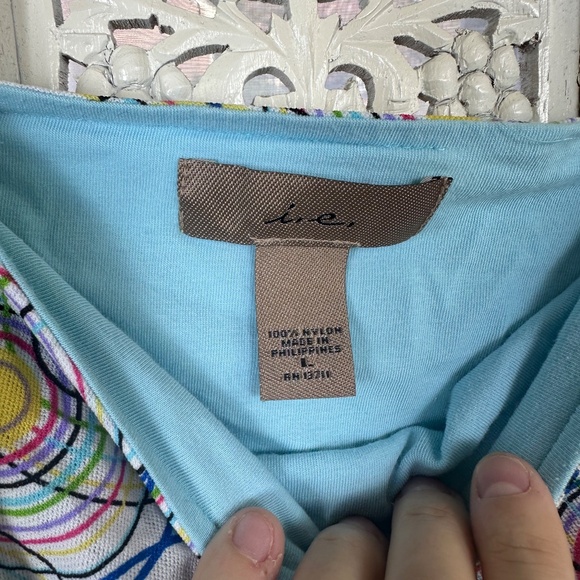 Vtg Y2K Retro Colorful Sheer Mesh Asymmetric Flowy Tank Top Sz Large - Picture 8 of 8